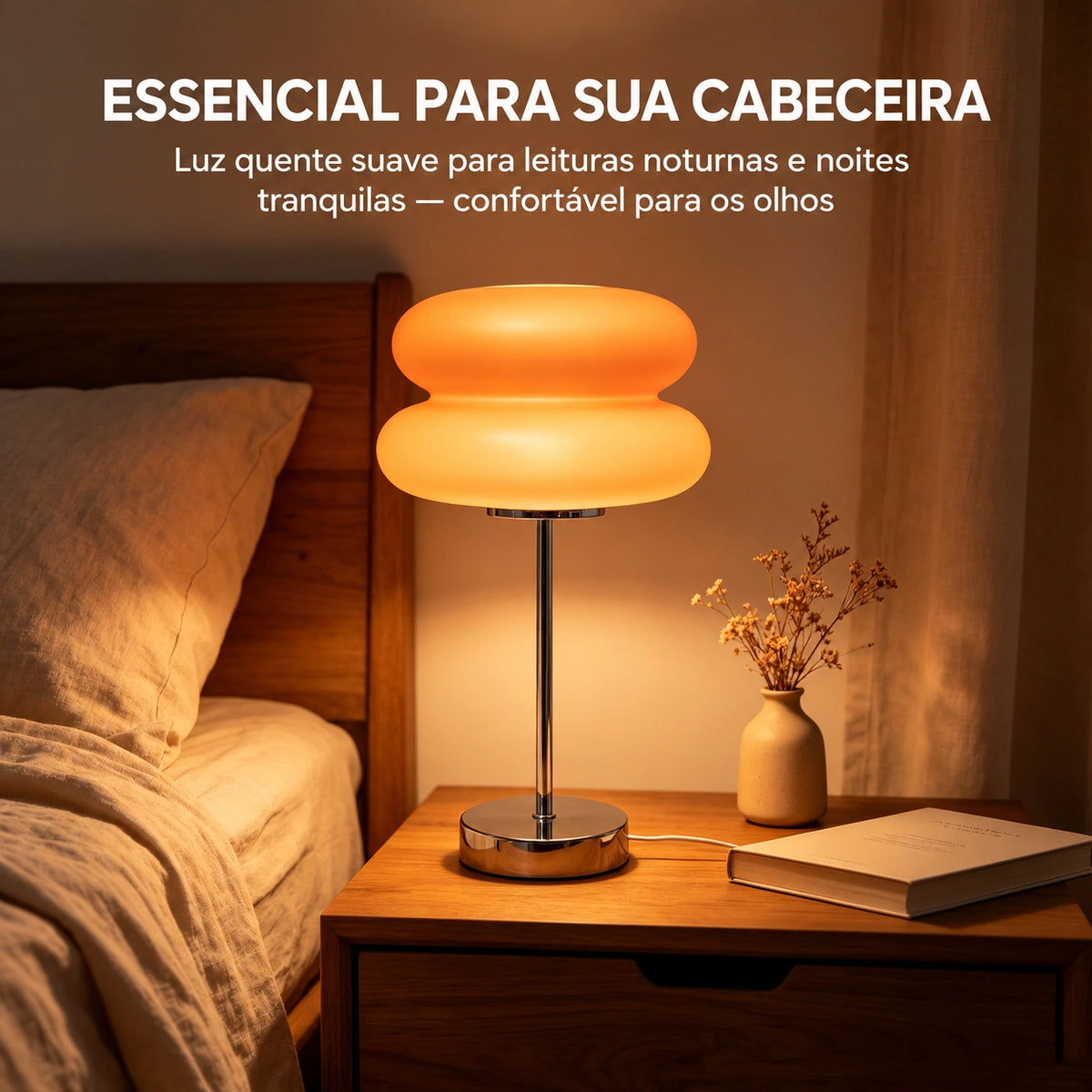 Abajur de Mesa Bauhaus Élégance Luz Regulável Base Metal Lenogue