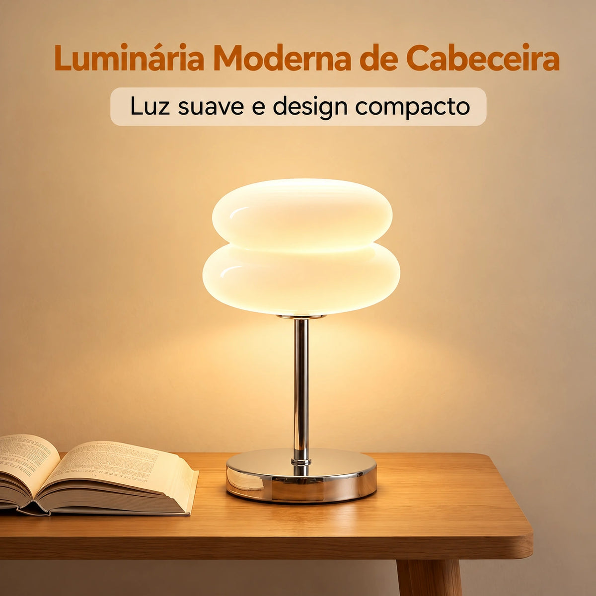 Abajur de Mesa Bauhaus Élégance Luz Regulável Base Metal Lenogue