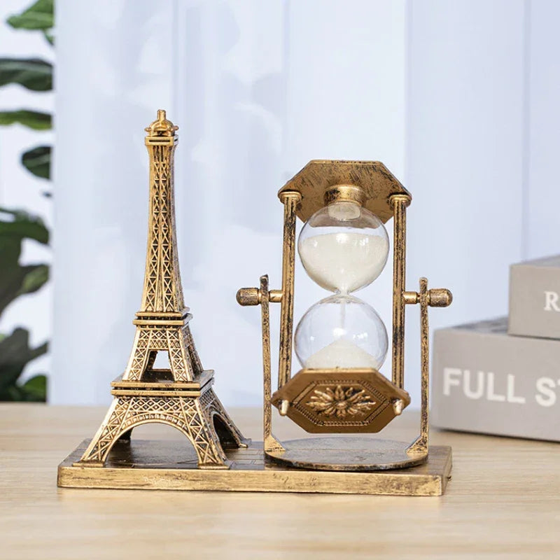 Ampulheta Torre Eiffel Design Retrô para Mesa Lenogue Dourado