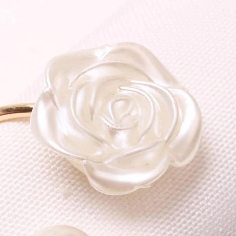 Anéis para Guardanapo Metálicos com Flores Pérola Mesa Lenogue