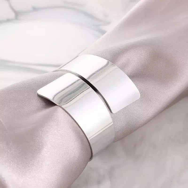 Anéis para Guardanapos de Metal Design Espiral Dourado 6 Peças Lenogue Prata Peças