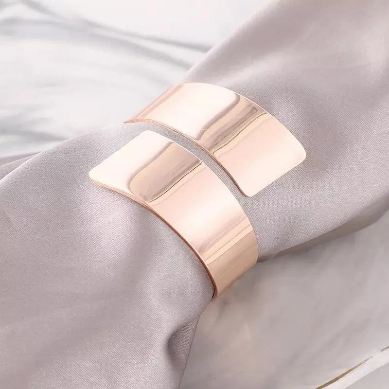 Anéis para Guardanapos de Metal Design Espiral Dourado 6 Peças Lenogue Rose Peças
