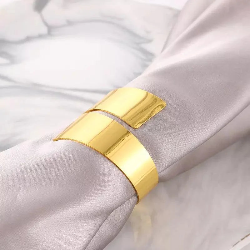 Anéis para Guardanapos de Metal Design Espiral Dourado 6 Peças Lenogue
