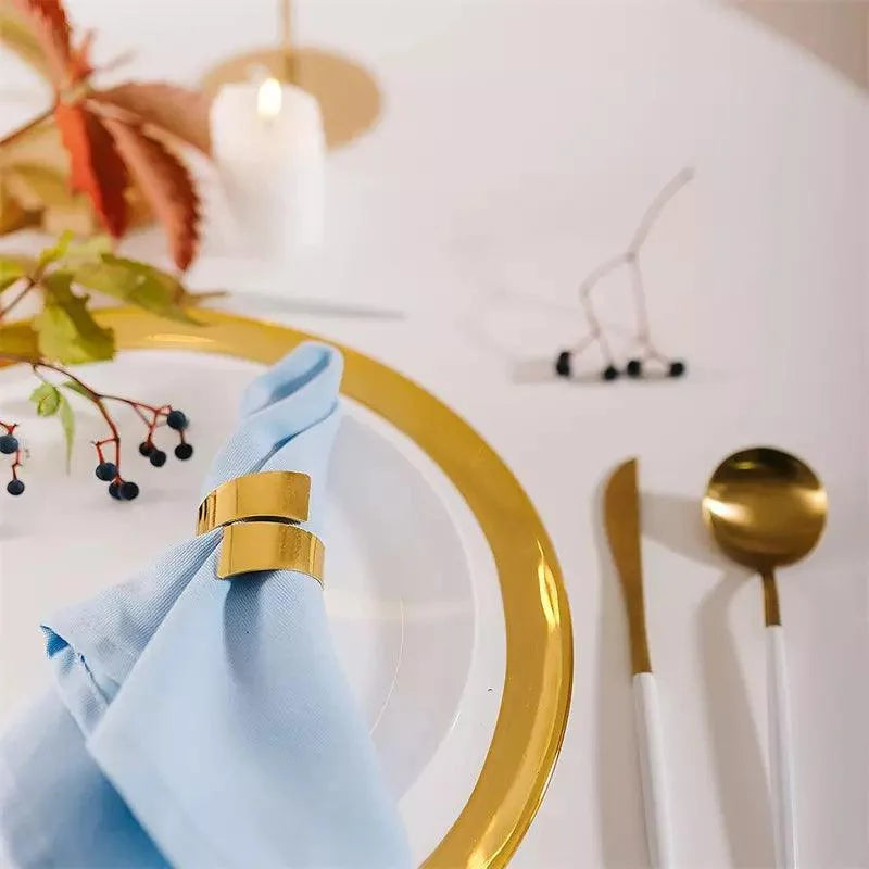 Anéis para Guardanapos de Metal Design Espiral Dourado 6 Peças Lenogue
