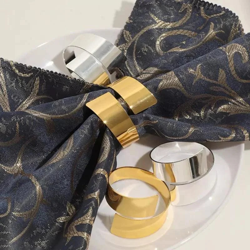 Anéis para Guardanapos de Metal Design Espiral Dourado 6 Peças Lenogue
