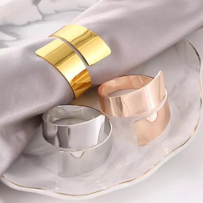 Anéis para Guardanapos de Metal Design Espiral Dourado 6 Peças Lenogue