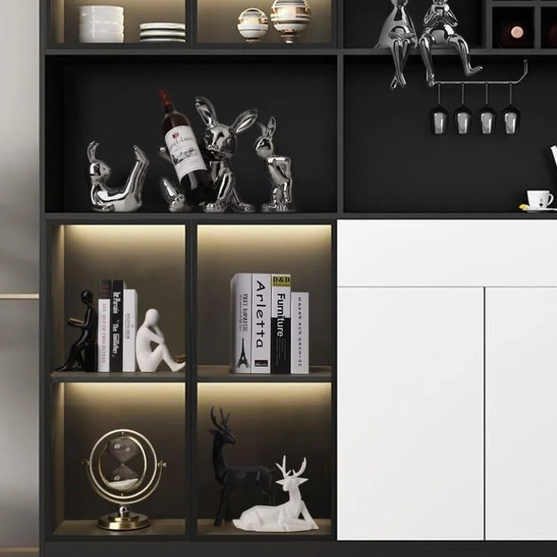 Aparador de Livros em Cerâmica Decorativo para Escritório e Estante Lenogue Preto Branco