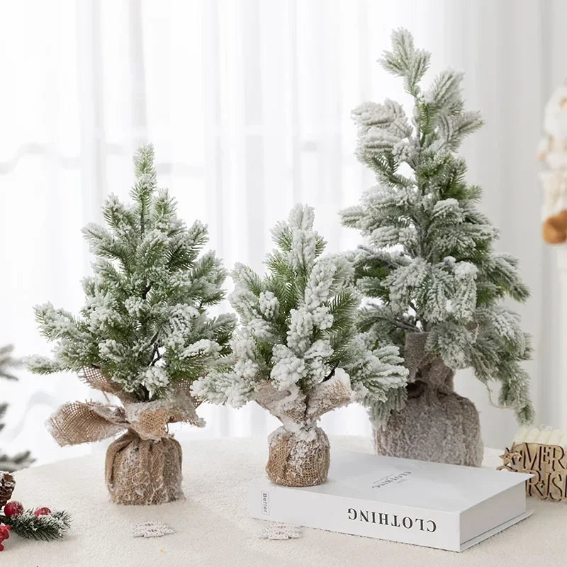 Árvore de Natal Artificial com Neve e Luzes Quentes Mesa Lenogue Verde / p (30 Cm)