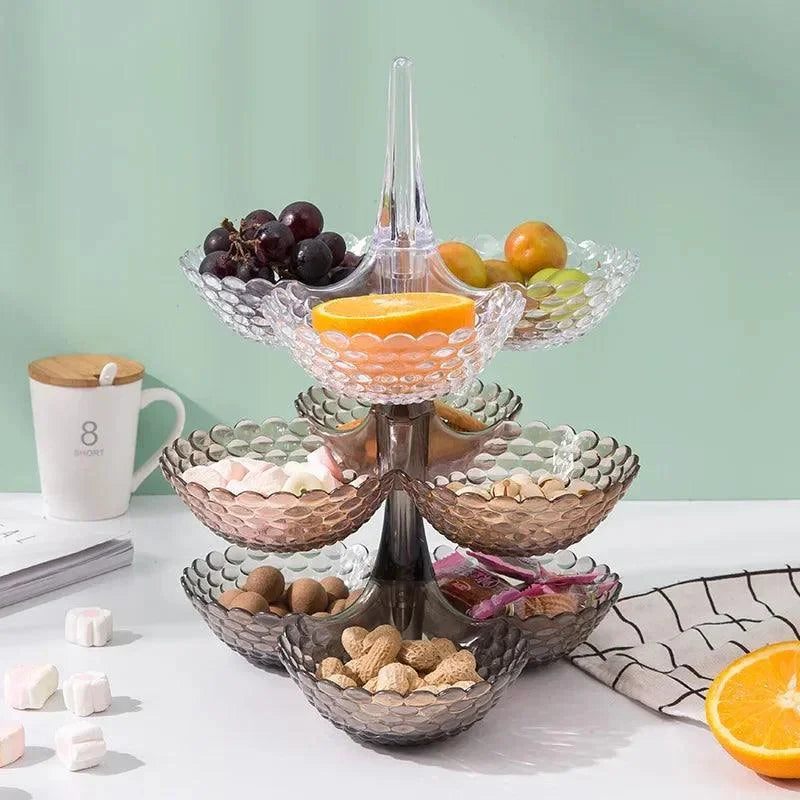 Bandeja de Frutas Multiuso Criativa em Estilo Europeu Lenogue Dourado - 3 Andares