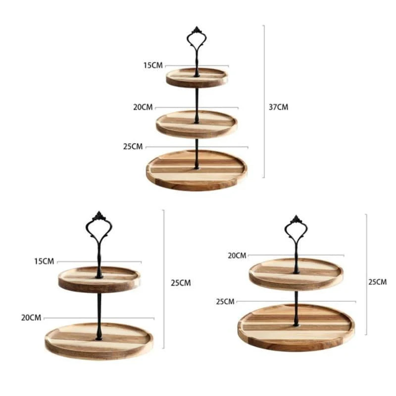 Bandeja de Madeira com Andares para Doces Mesa e Decoração Lenogue