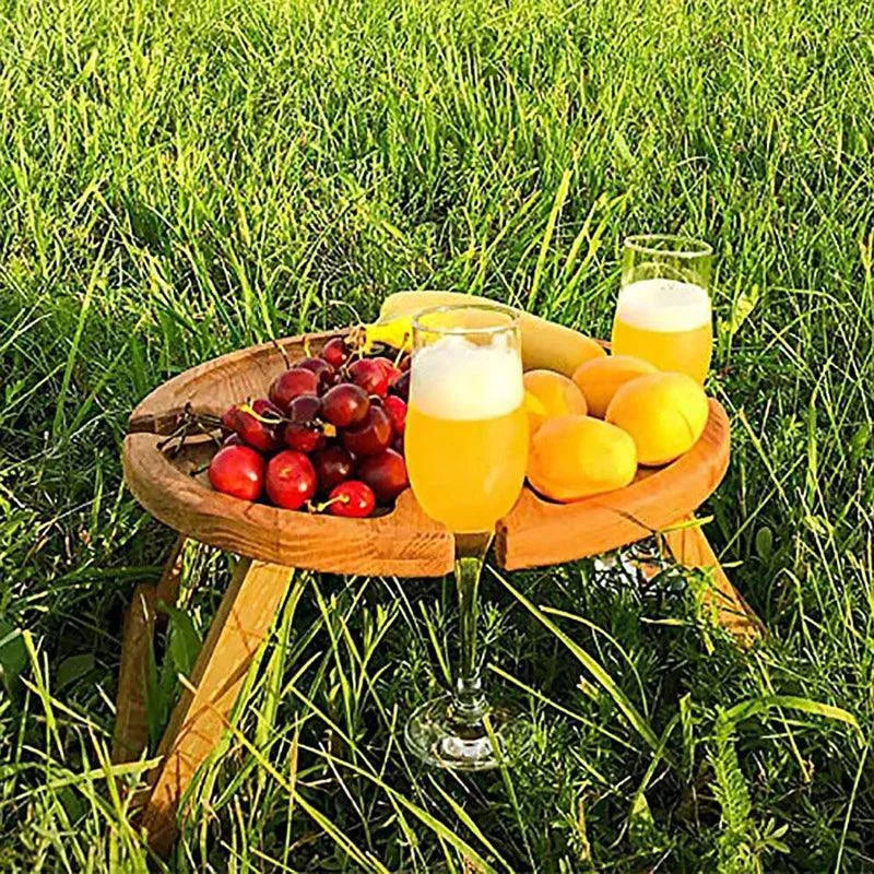 Bandeja de Madeira Dobrável para Servir Petiscos Queijos e Drinks Lenogue