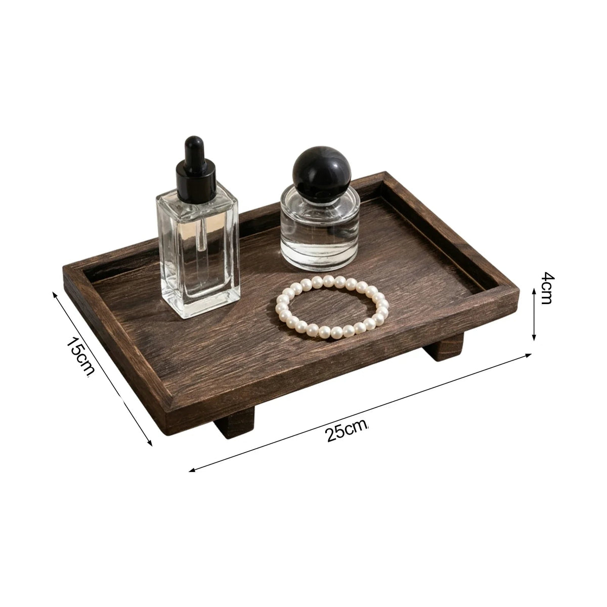 Bandeja de Madeira Maciça Sérénité Base Antiderrapante Lenogue Marrom / 25 x 15 x 4 cm