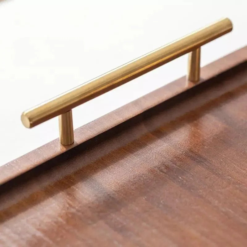 Bandeja de Madeira Retangular com Alça para Decorar e Servir Lenogue