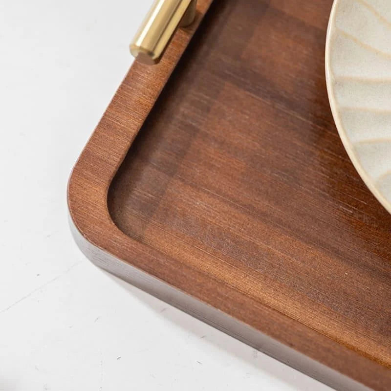 Bandeja de Madeira Retangular com Alça para Decorar e Servir Lenogue