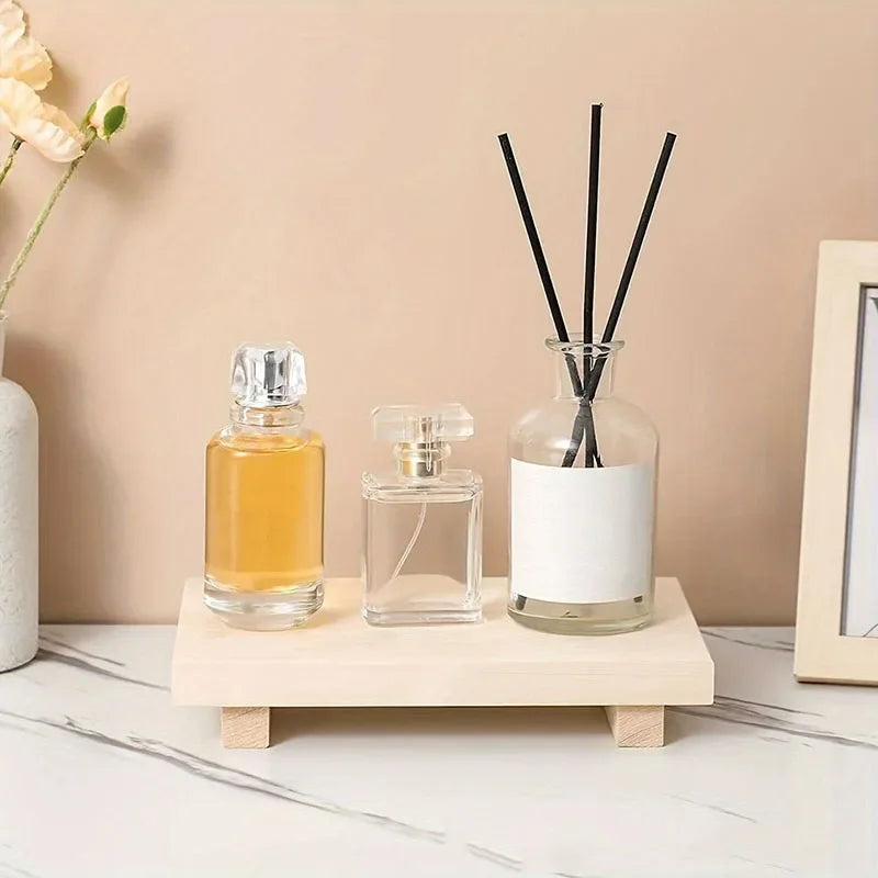 Bandeja de Madeira Retangular para Banheiro e Lavabo Lenogue Bege