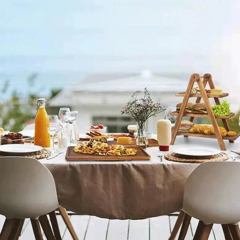 Bandeja de Madeira Rústica para Servir Alimentos e Frutas Lenogue