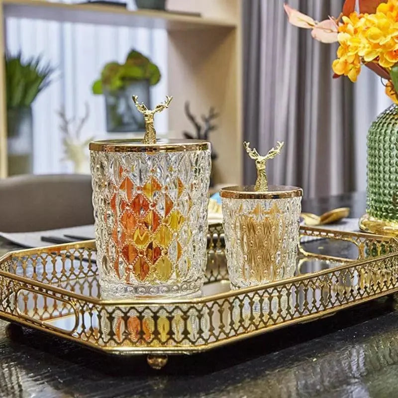 Bandeja Decorativa Retangular com Espelho para Banheiro e Sala Lenogue