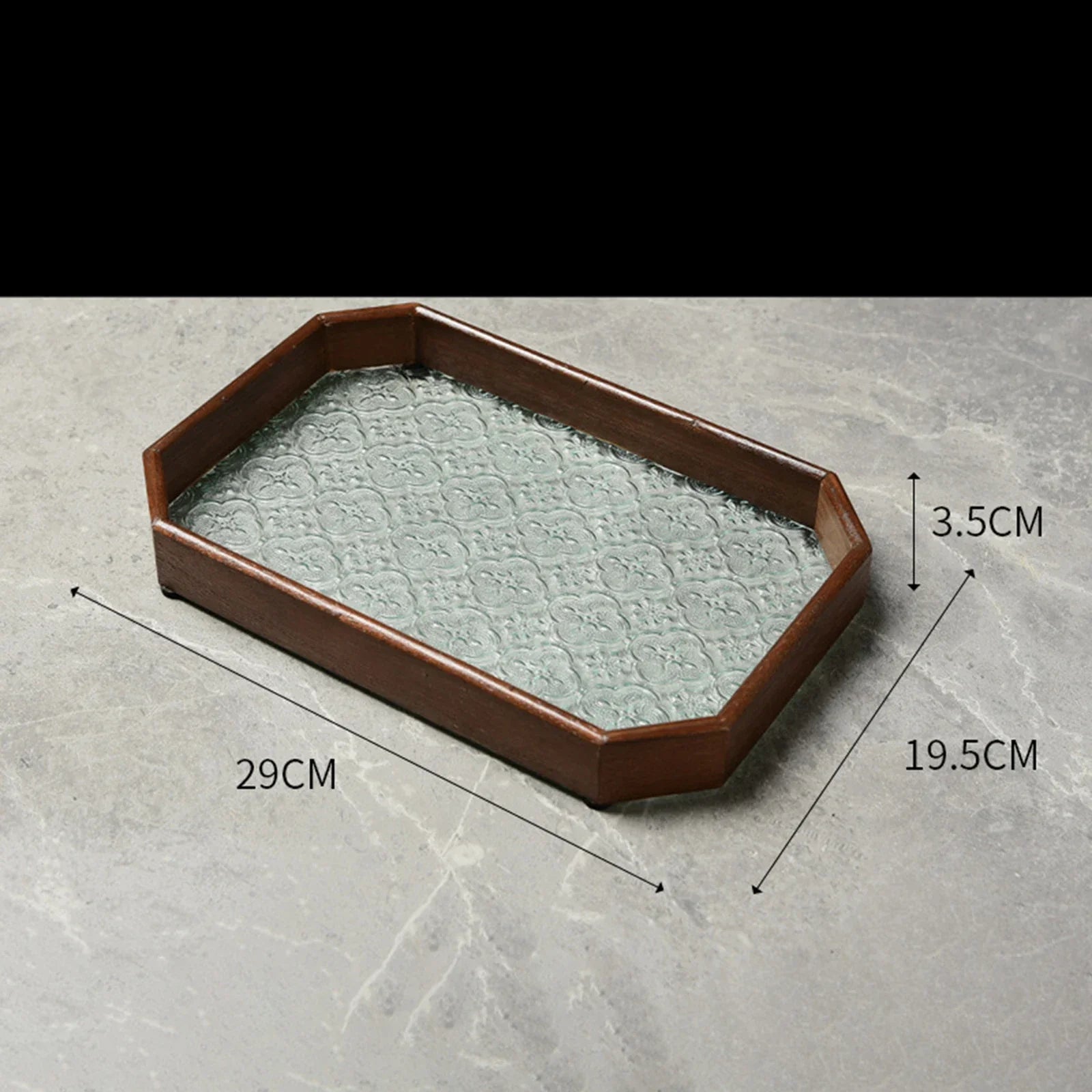 Bandeja Organizador de Vidro com Base Floral para Copos e Lanches Lenogue