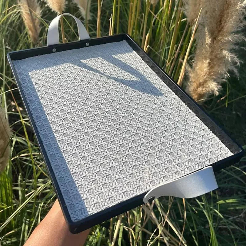 Bandeja Retangular Decorativa com Alça para Banheiro e Sala Lenogue