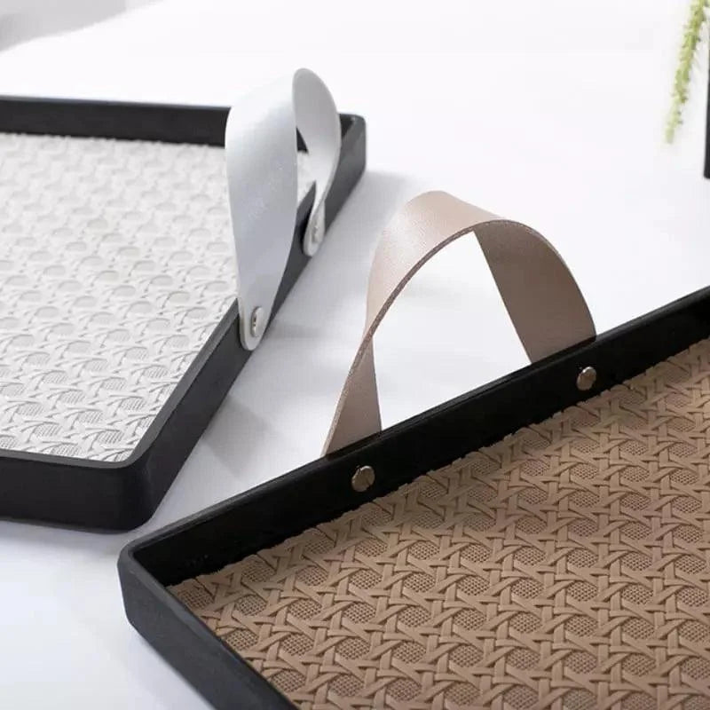 Bandeja Retangular Decorativa com Alça para Banheiro e Sala Lenogue