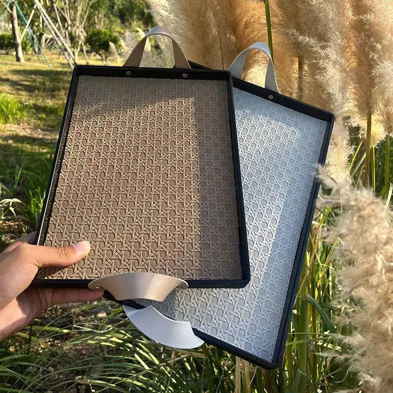 Bandeja Retangular Decorativa com Alça para Banheiro e Sala Lenogue