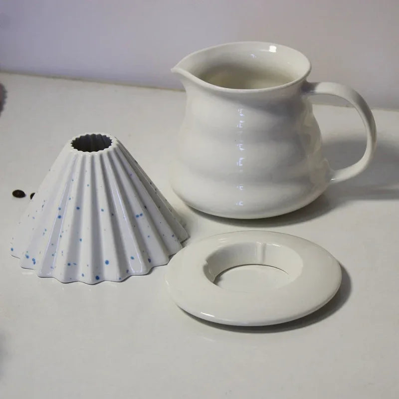 Bule de Café Cerâmica Bico Antigotejamento Alça Larga Lenogue