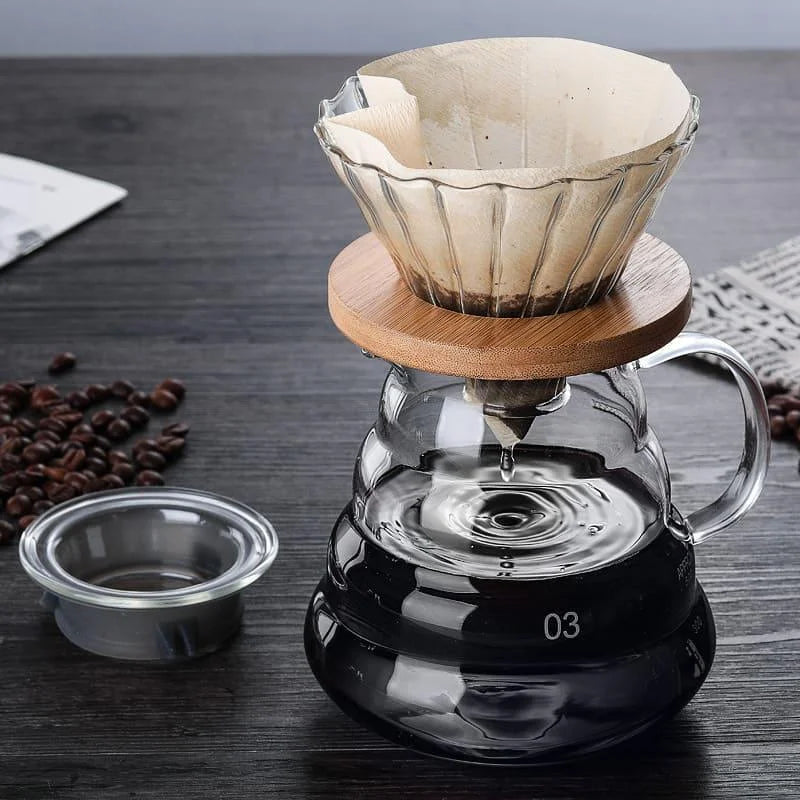 Bule de Café Vidro Borossilicato com Coador Hario V60 Lenogue Conjunto (bule 700ml + Coador)