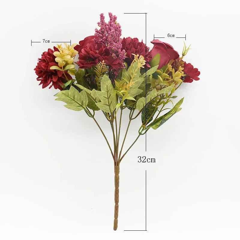 Buquê de Rosas Artificiais Estilo Europeu para Vasos e Decoração Lenogue