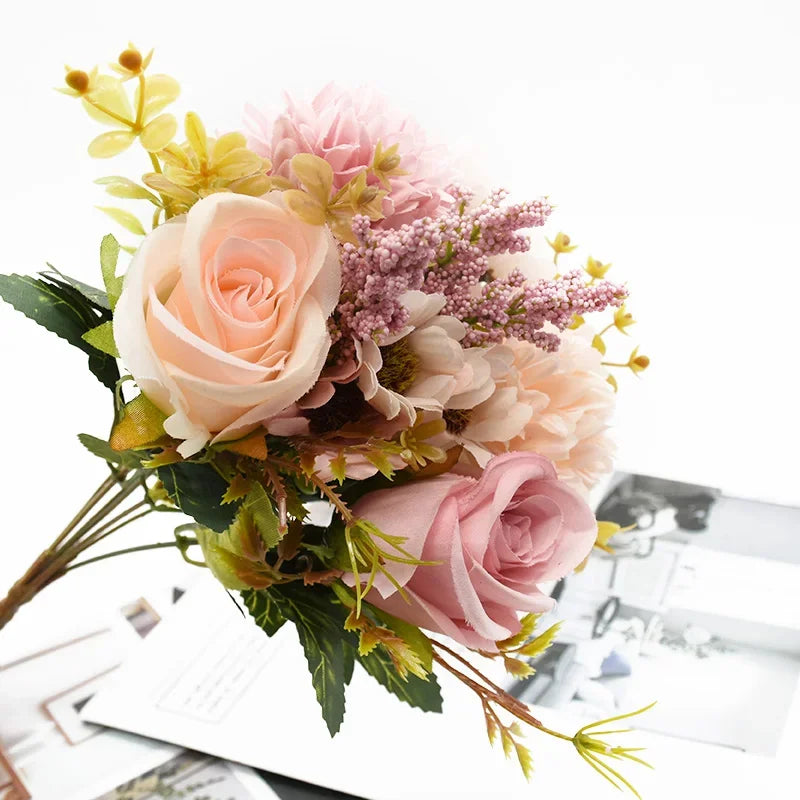 Buquê de Rosas Artificiais Estilo Europeu para Vasos e Decoração Lenogue