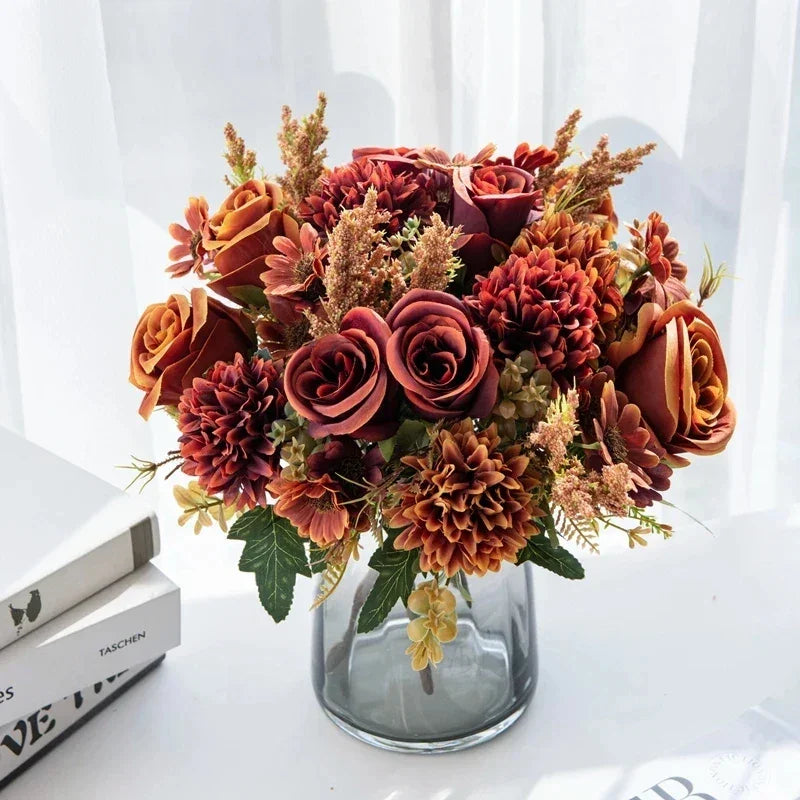 Buquê de Rosas Artificiais Estilo Europeu para Vasos e Decoração Lenogue