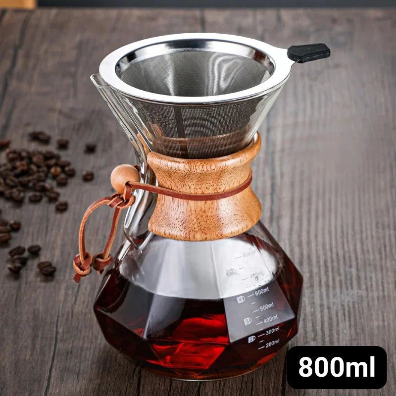 Cafeteira Manual de Vidro Borossilicato com Design Diamante Lenogue 800ml