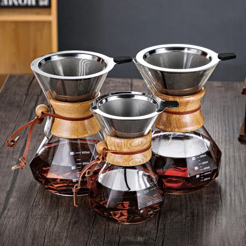 Cafeteira Manual de Vidro Borossilicato com Design Diamante Lenogue