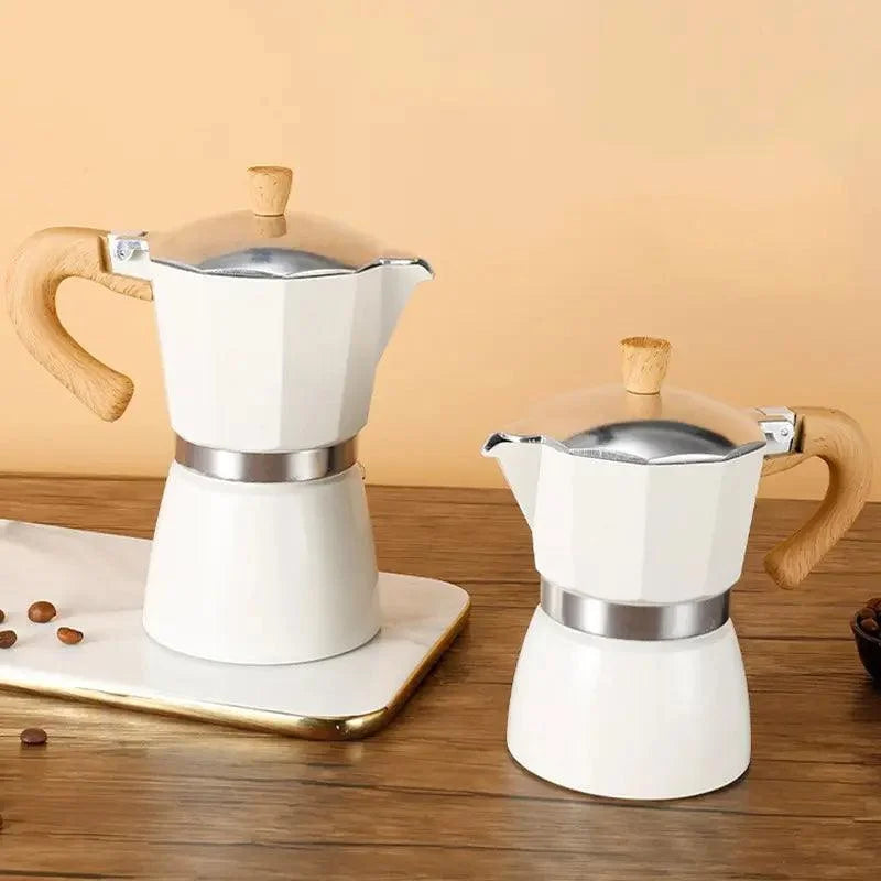 Cafeteira Moka de Alumínio com Cabo Madeira para Café Espresso Lenogue