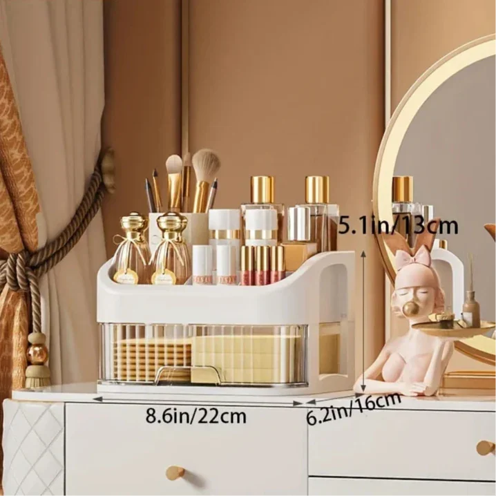 Caixa Organizadora de Maquiagem com Gavetas Transparente Lenogue 2 Andares