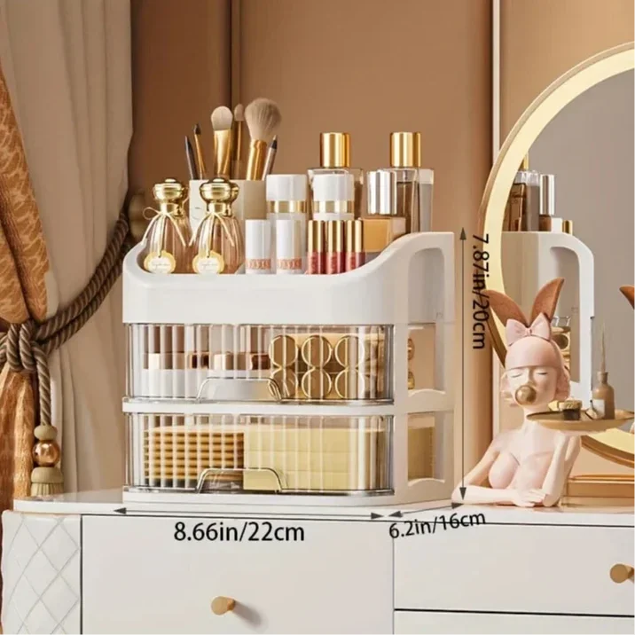 Caixa Organizadora de Maquiagem com Gavetas Transparente Lenogue 3 Andares