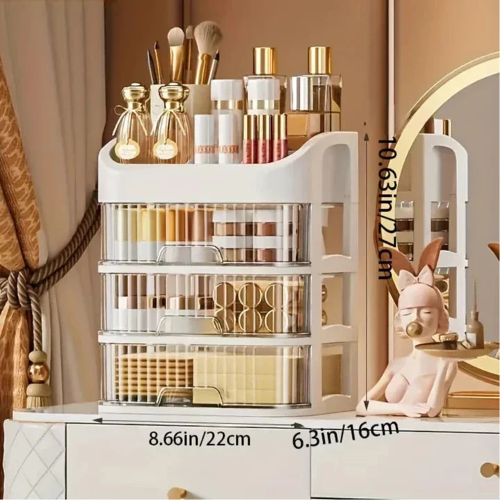 Caixa Organizadora de Maquiagem com Gavetas Transparente Lenogue 4 Andares