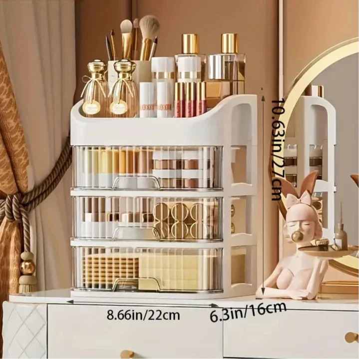Caixa Organizadora de Maquiagem com Gavetas Transparente Lenogue 4 Andares