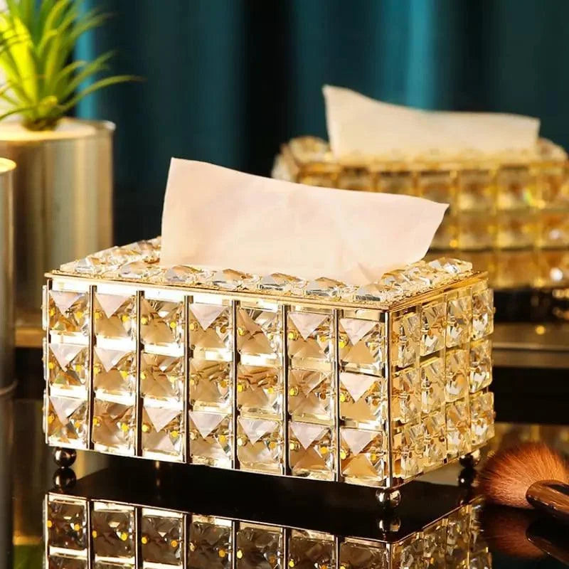 Caixa Porta-lenço de Papel para Decoração e Organização Lenogue Dourado