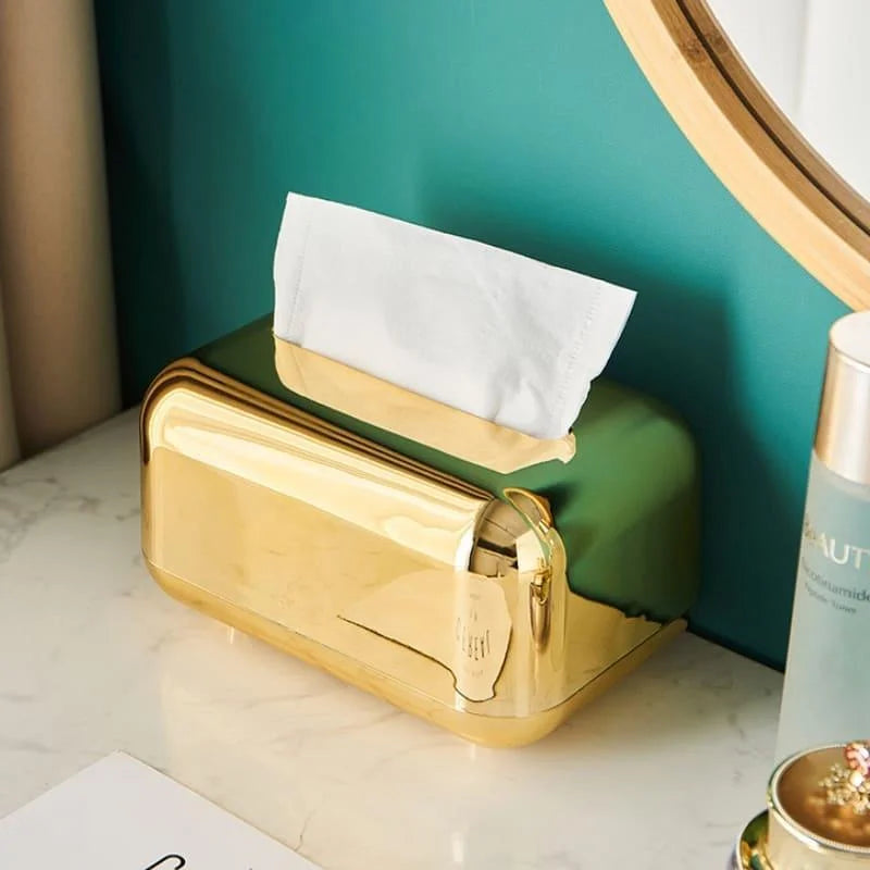 Caixa Porta-lenço e Papel Cromada para Decoração Organização Lenogue