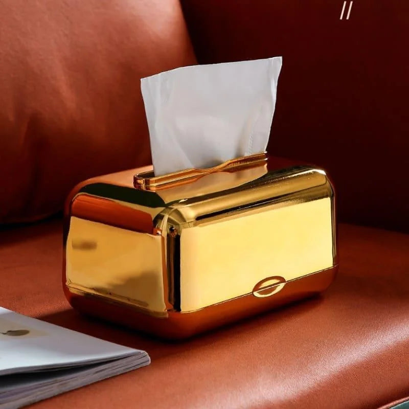 Caixa Porta-lenço e Papel Cromada para Decoração Organização Lenogue