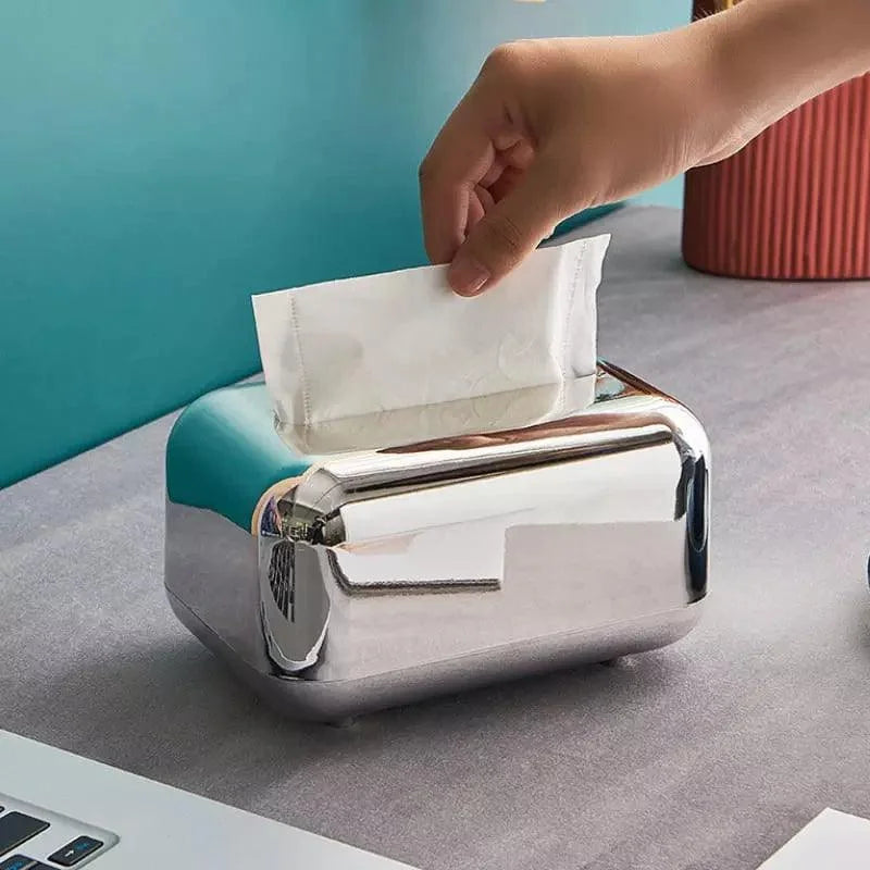 Caixa Porta-lenço e Papel Cromada para Decoração Organização Lenogue