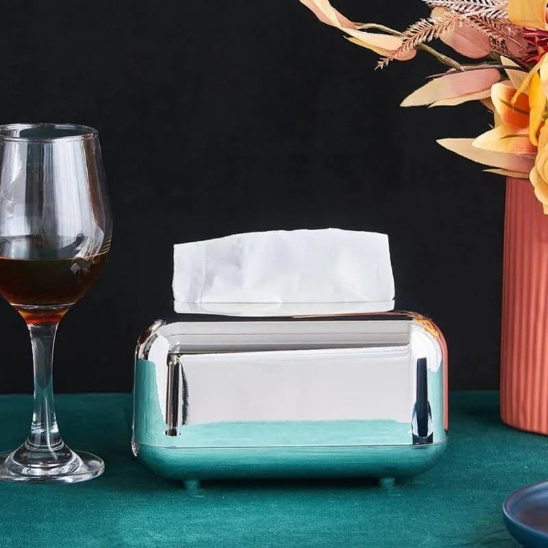 Caixa Porta-lenço e Papel Cromada para Decoração Organização Lenogue