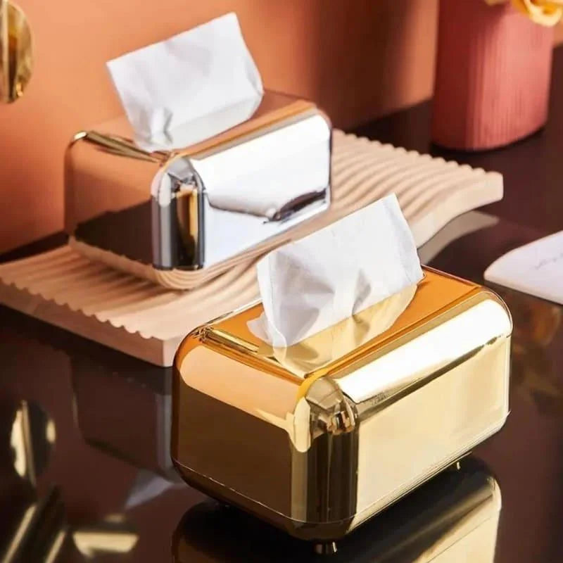 Caixa Porta-lenço e Papel Cromada para Decoração Organização Lenogue