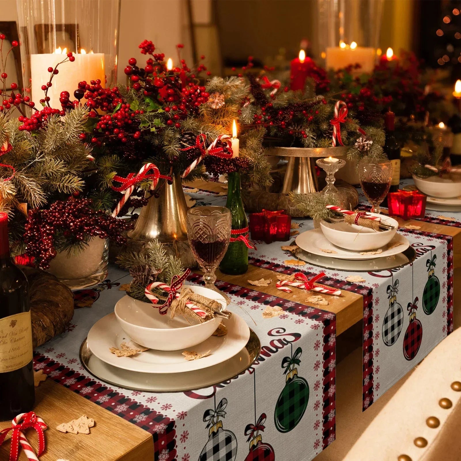 Caminho de Mesa Natalino em Algodão para Decoração Lenogue