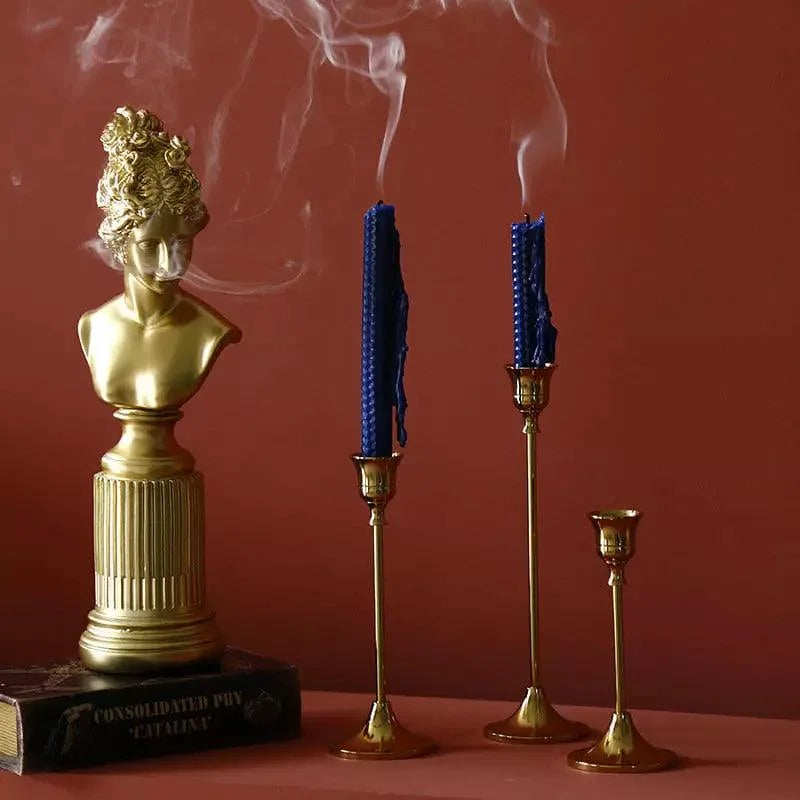 Candelabro Retrô de Metal para Velas e Decoração Clássica Lenogue Dourado (3 Peças)