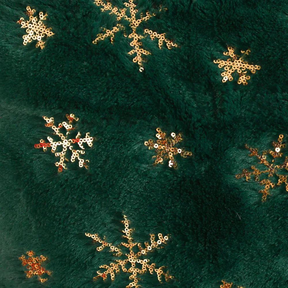 Capa de Almofada Natalina Plush com Paetê Dourado Bordado Lenogue