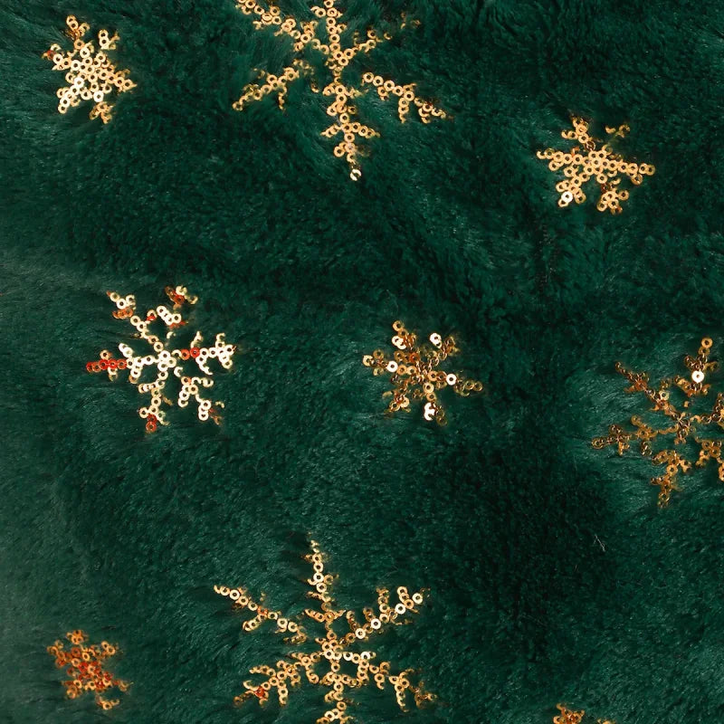 Capa de Almofada Natalina Plush com Paetê Dourado Bordado Lenogue