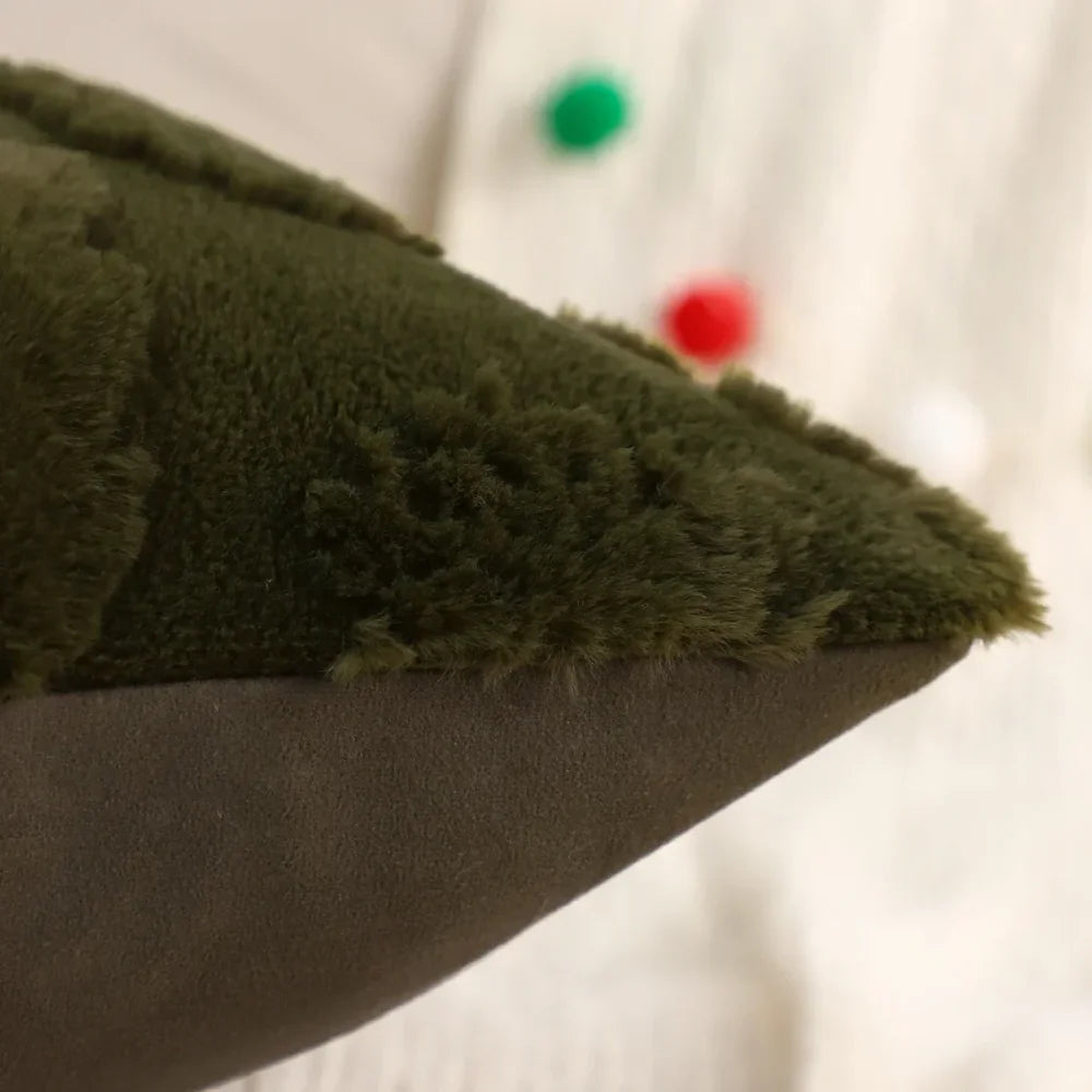 Capa de Almofada Natalina Plush Jacquard Floco Neve Lenogue