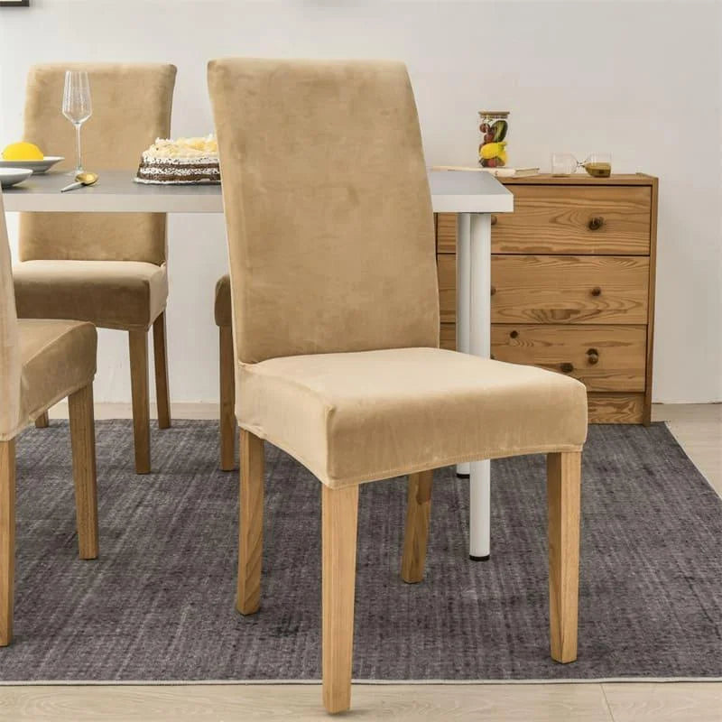 Capa de Cadeira Jantar Suede Premium Impermeável Bege Lenogue 1 Capa