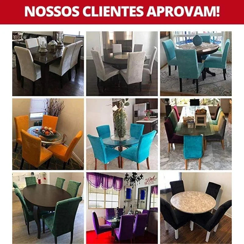 Capa de Cadeira Jantar Suede Premium Impermeável Bege Lenogue